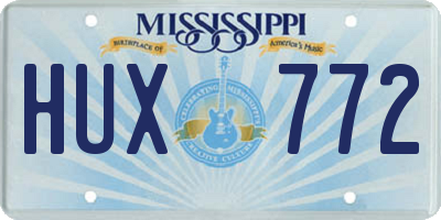 MS license plate HUX772