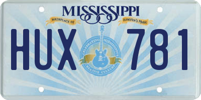 MS license plate HUX781