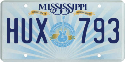 MS license plate HUX793
