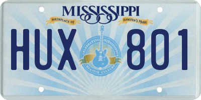 MS license plate HUX801