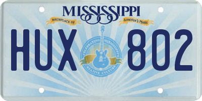 MS license plate HUX802