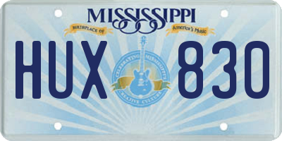 MS license plate HUX830