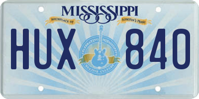 MS license plate HUX840