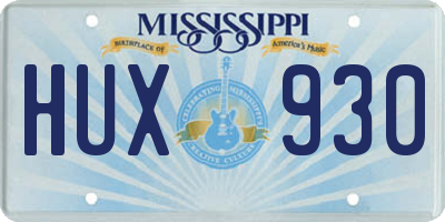 MS license plate HUX930