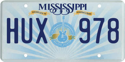 MS license plate HUX978
