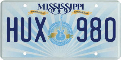 MS license plate HUX980