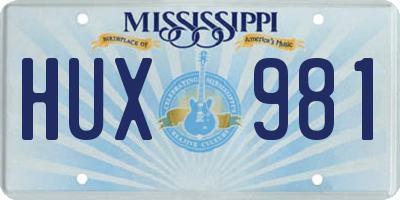 MS license plate HUX981