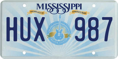 MS license plate HUX987
