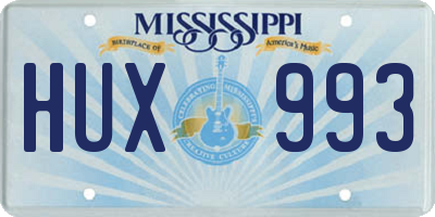 MS license plate HUX993