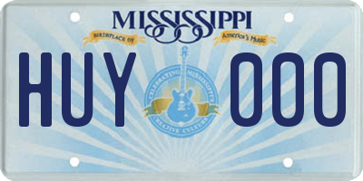 MS license plate HUY000