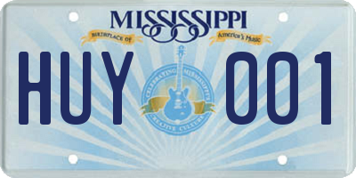MS license plate HUY001