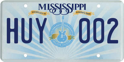 MS license plate HUY002