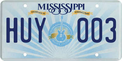 MS license plate HUY003