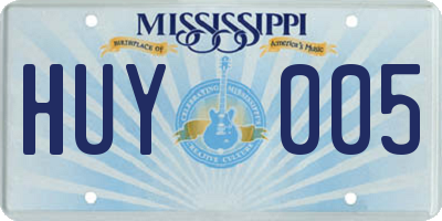 MS license plate HUY005