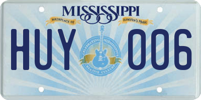 MS license plate HUY006
