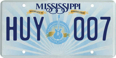 MS license plate HUY007