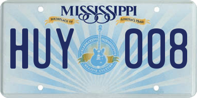 MS license plate HUY008