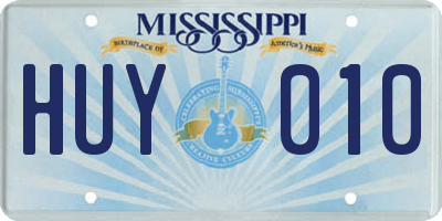 MS license plate HUY010