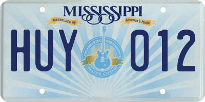 MS license plate HUY012