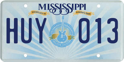 MS license plate HUY013