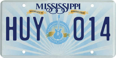 MS license plate HUY014