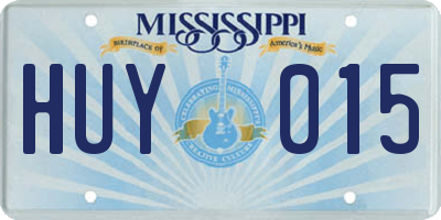 MS license plate HUY015