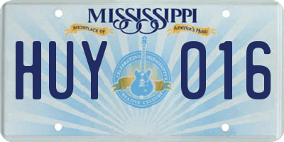 MS license plate HUY016