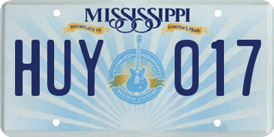 MS license plate HUY017