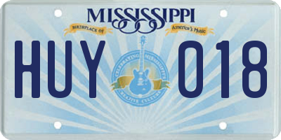 MS license plate HUY018