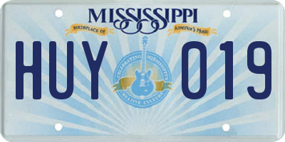 MS license plate HUY019