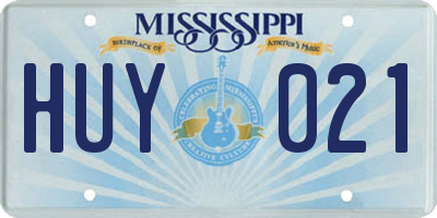 MS license plate HUY021