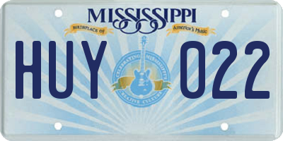 MS license plate HUY022