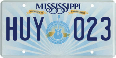 MS license plate HUY023