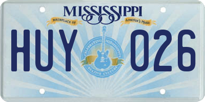 MS license plate HUY026