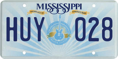 MS license plate HUY028