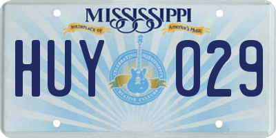 MS license plate HUY029