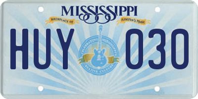 MS license plate HUY030