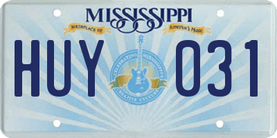 MS license plate HUY031