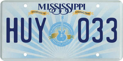 MS license plate HUY033