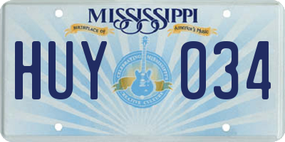 MS license plate HUY034