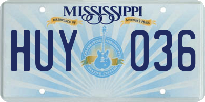 MS license plate HUY036
