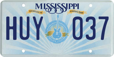 MS license plate HUY037