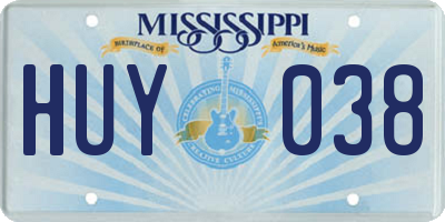 MS license plate HUY038
