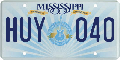 MS license plate HUY040