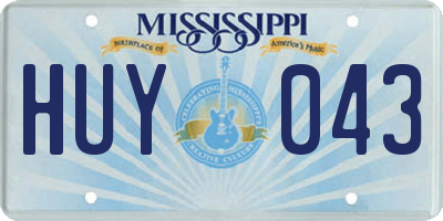 MS license plate HUY043