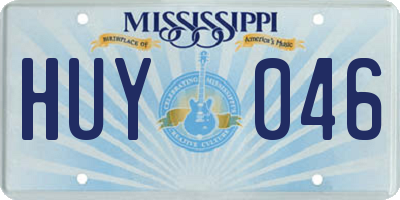 MS license plate HUY046