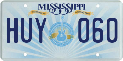 MS license plate HUY060