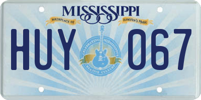 MS license plate HUY067
