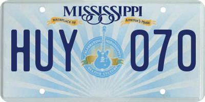 MS license plate HUY070