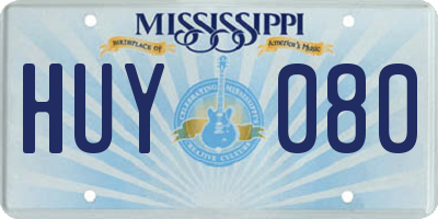 MS license plate HUY080